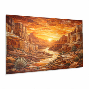 Canyon Sunset Glass Wall Art | Desert Landscape Tempered Glass Print