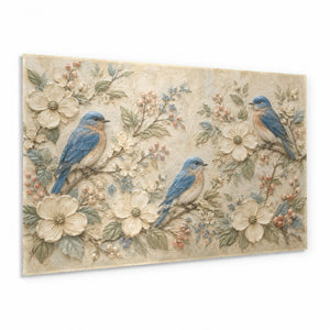 Blue Bird Glass Wall Art | Elegant Tempered Glass Print
