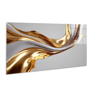 Gold & Ivory Abstract Glass Wall Art | Modern Luxury Decor