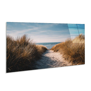 Coastal Path Tempered Glass Wall Art | Beach Dune Landscape