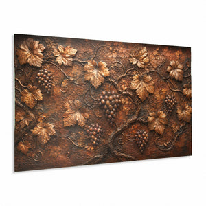 Bronze Vineyard Glass Wall Art | Rustic Tempered Glass Print