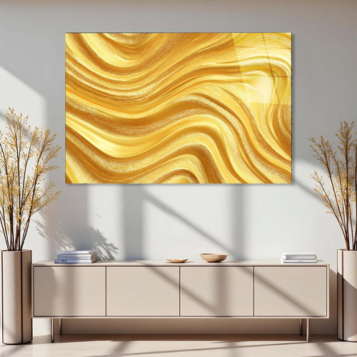 Gold abstract wavy pattern on a white background