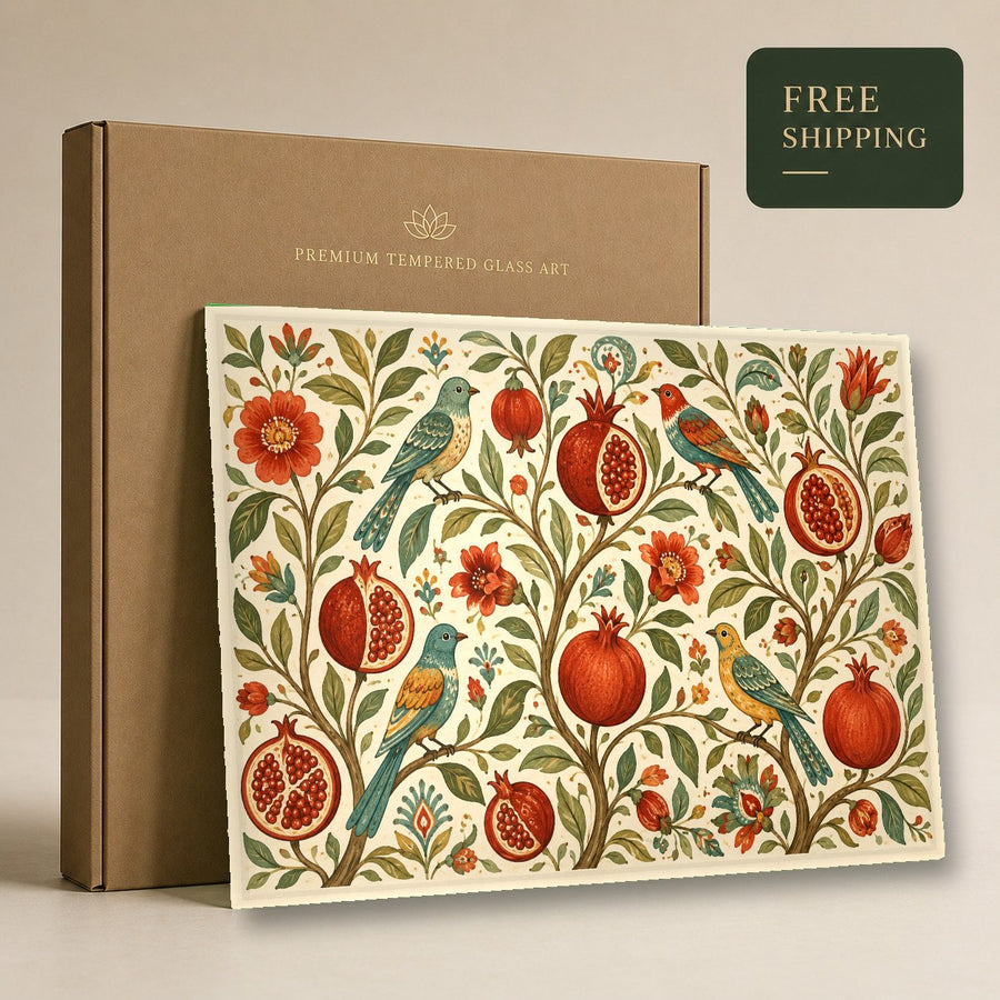 Fresh fruit wall art creating a cheerful ambiance in a sunlit breakfast nook