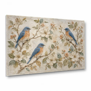 Blue Birds Glass Wall Art | Elegant Tempered Glass Print