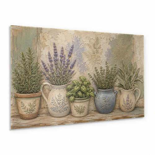 Pot Flowers Glass Wall Art hanging above a modern living room sofa