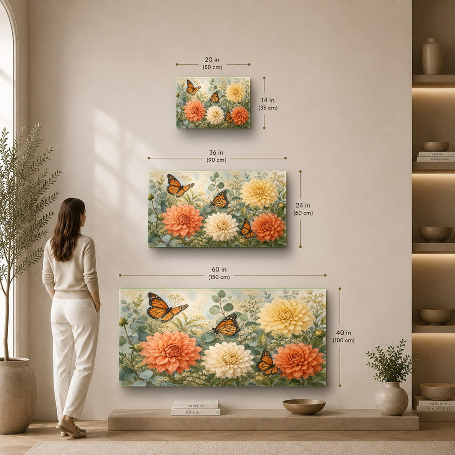 Modern hallway decor featuring vibrant butterfly and flower glass wall art