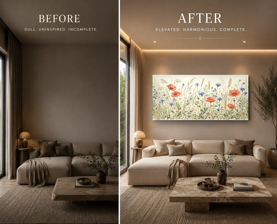 Floral glass wall decor mounted on a neutral wall in a stylish home office
