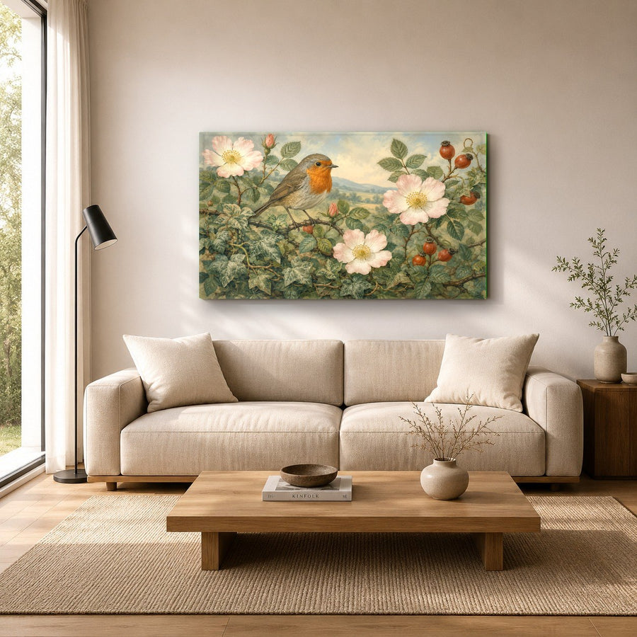 Nature-inspired glass wall hanging positioned in a sunlit Scandinavian apartment interior