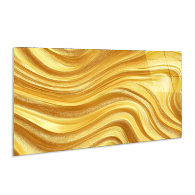 Abstract Gold Flow Tempered Glass Wall Art | Modern Luxury Decor