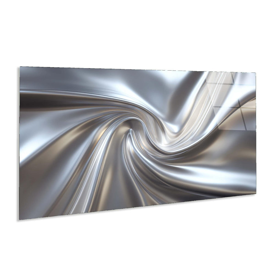 Metallic swirl design on a white background