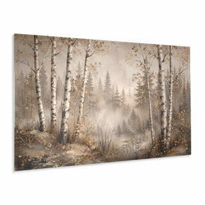 Birch Mist Glass Wall Art | Misty Forest Tempered Glass Print