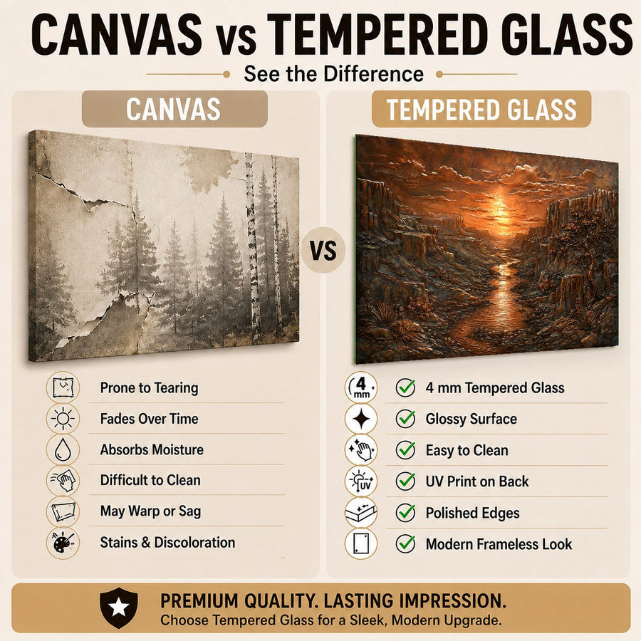 Earth-toned Copper Canyon glass wall decor adding a cozy, sophisticated touch to a rustic cabin dining space.