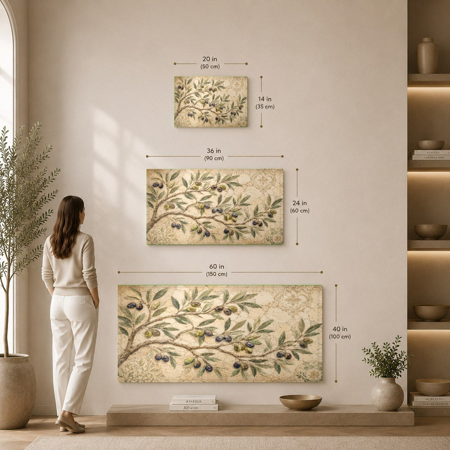 Olive Grove Glass Wall Art hanging in a cozy sunroom with indoor plants