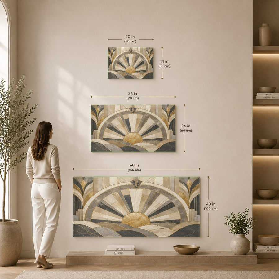 High-end spa reception area featuring a large-scale abstract gold tempered glass artwork on a marble wall.