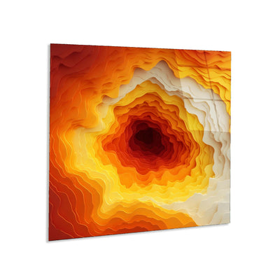 Amber Molten Layers Tempered Glass Wall Art | Abstract Topographic Design