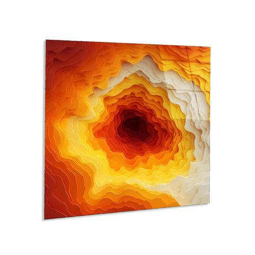 Abstract layered artwork with warm colors on a white background