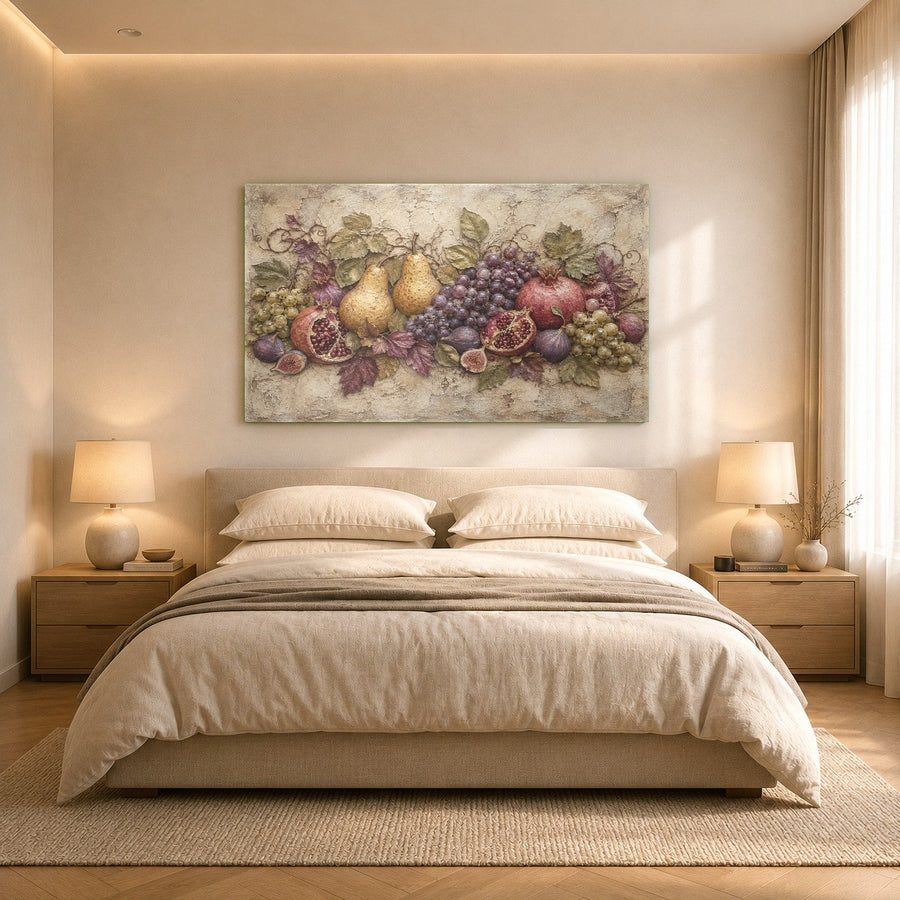 Modern fruit glass wall decor featured in an upscale restaurant design