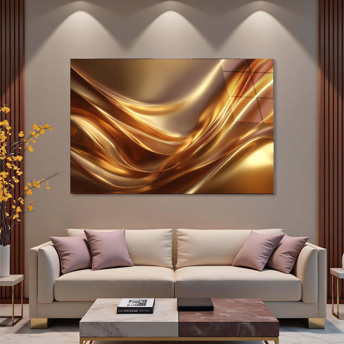 Abstract gold and brown wave design on a white background