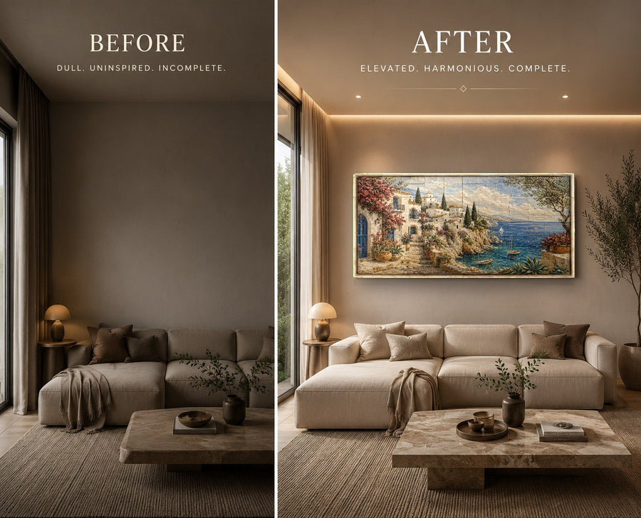 Coastal tempered glass wall decor featured in a bright sunroom
