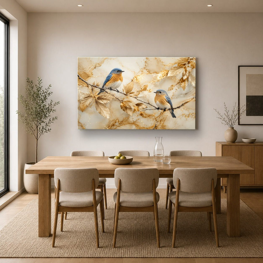Birds Peacocks 1 tempered glass wall art displayed in a Kitchen Glass Wall Art Decor — premium UV-printed glass panel by Glass Wall Decor