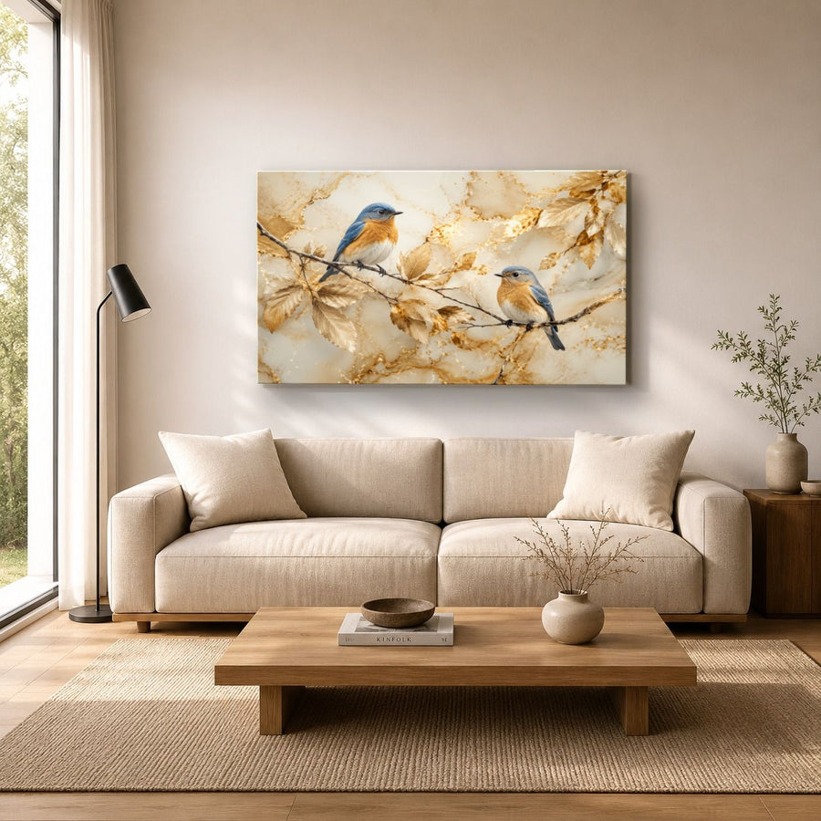 Birds Peacocks 1 tempered glass wall art displayed in a Living Room Wall Art Tempered Glass — premium UV-printed glass panel by Glass Wall Decor
