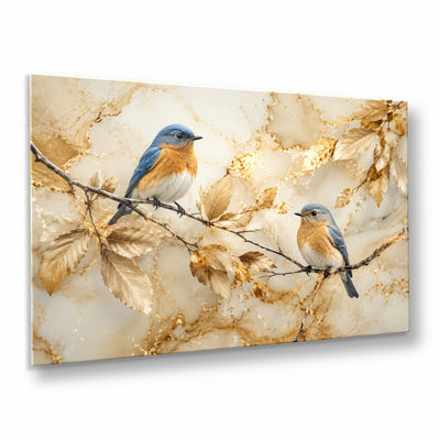 Bird Family Tempered Glass Wall Art