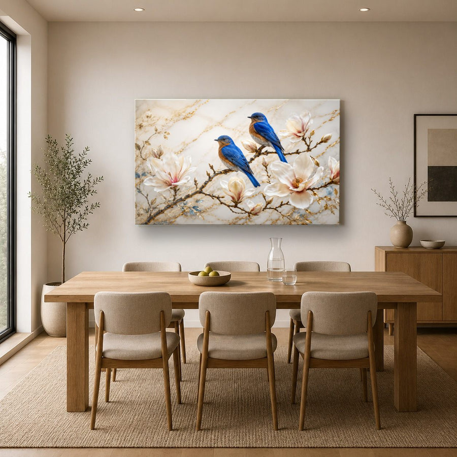 Birds Peacocks 10 tempered glass wall art displayed in a Kitchen Glass Wall Art Decor — premium UV-printed glass panel by Glass Wall Decor