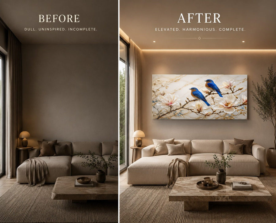 Birds Peacocks 10 tempered glass wall art displayed in a Living Room Wall Art — premium UV-printed glass panel by Glass Wall Decor