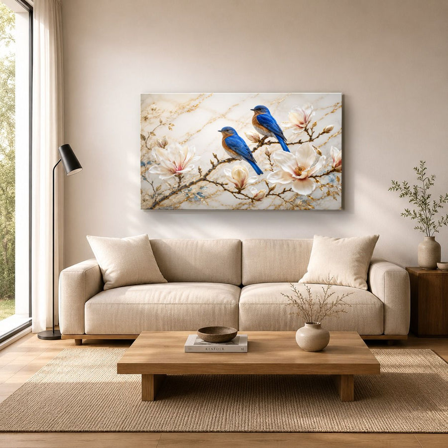 Birds Peacocks 10 tempered glass wall art displayed in a Living Room Wall Art Tempered Glass — premium UV-printed glass panel by Glass Wall Decor