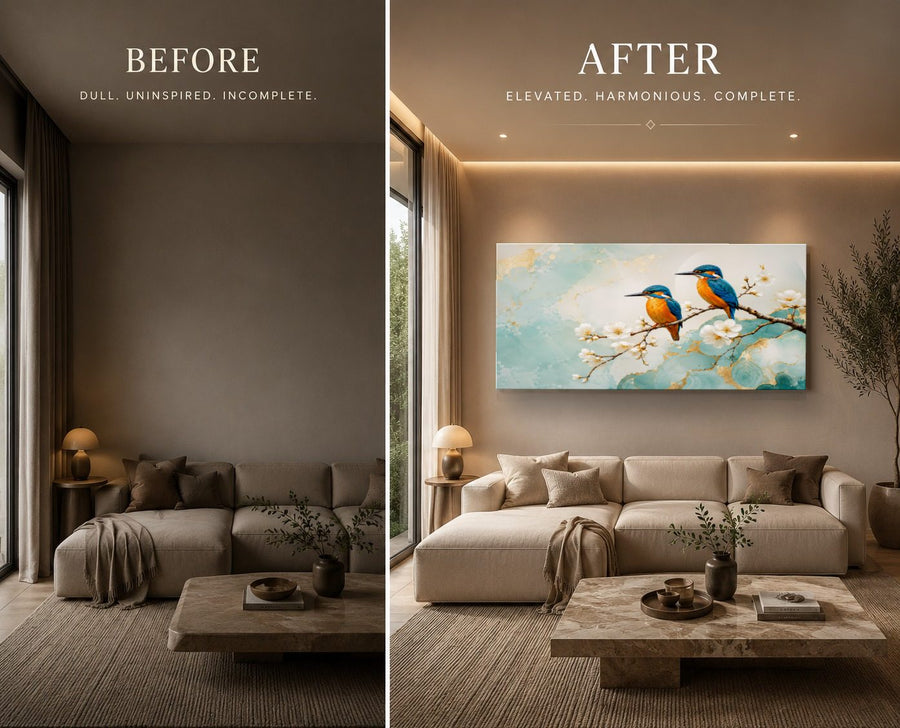 Birds Peacocks 3 tempered glass wall art displayed in a Living Room Wall Art — premium UV-printed glass panel by Glass Wall Decor