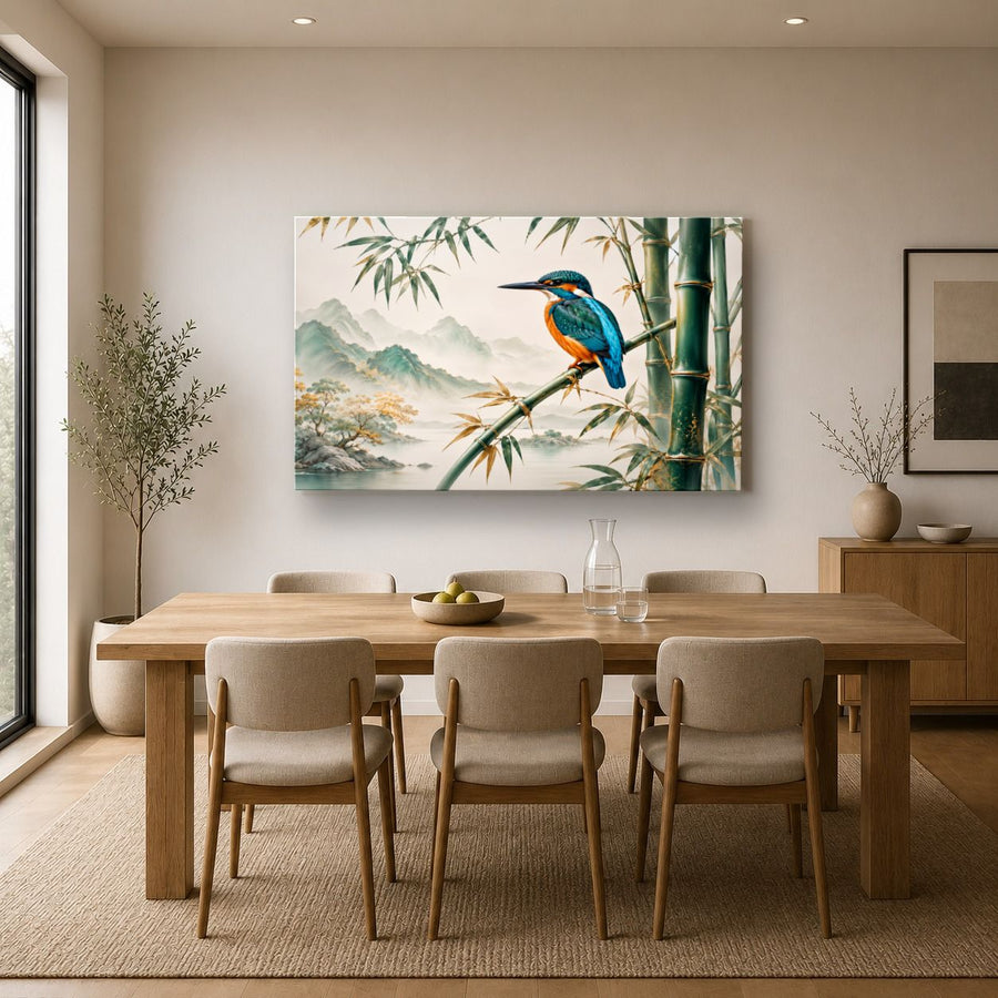 Birds Peacocks 4 tempered glass wall art displayed in a Kitchen Glass Wall Art Decor — premium UV-printed glass panel by Glass Wall Decor