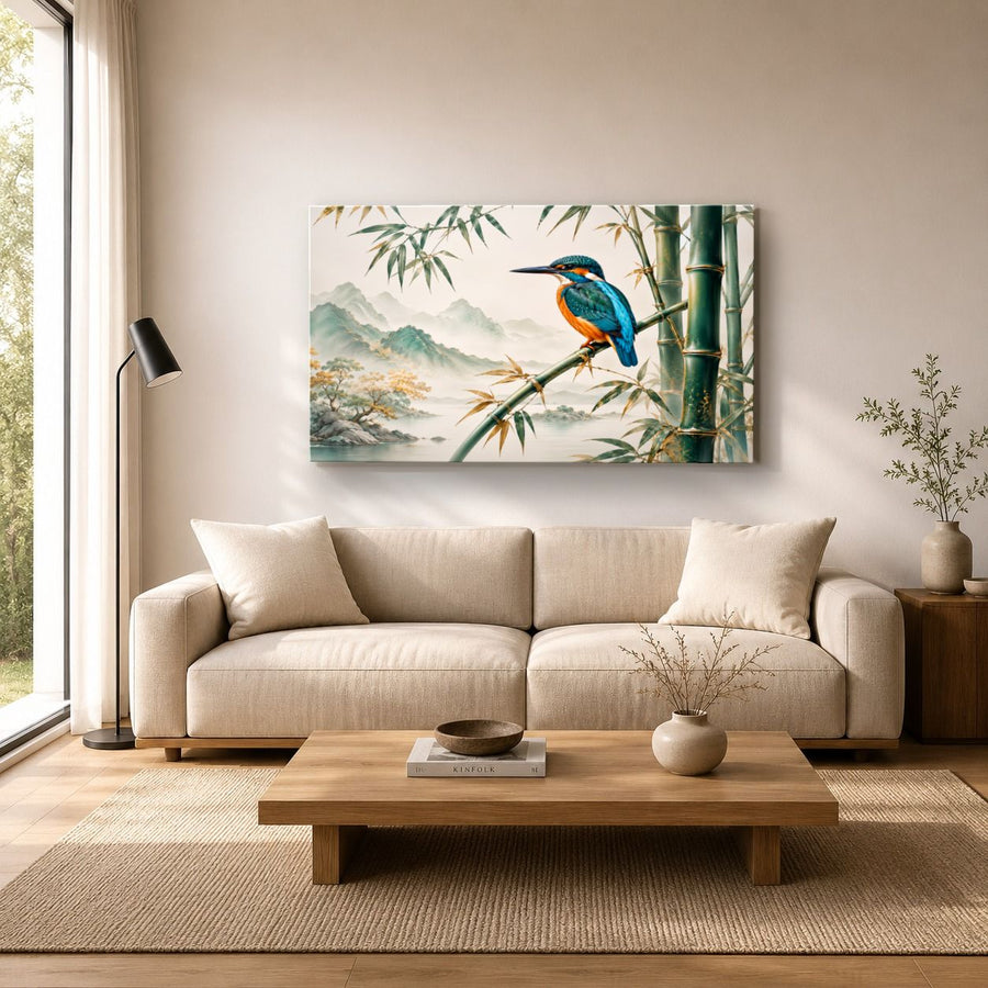 Birds Peacocks 4 tempered glass wall art displayed in a Living Room Wall Art Tempered Glass — premium UV-printed glass panel by Glass Wall Decor
