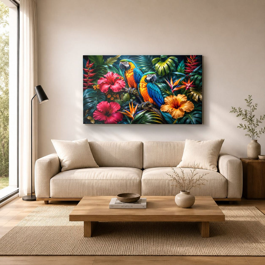 Birds Peacocks 5 tempered glass wall art displayed in a Living Room Wall Art Tempered Glass — premium UV-printed glass panel by Glass Wall Decor