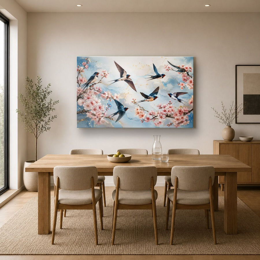 Birds Peacocks 6 tempered glass wall art displayed in a Kitchen Glass Wall Art Decor — premium UV-printed glass panel by Glass Wall Decor