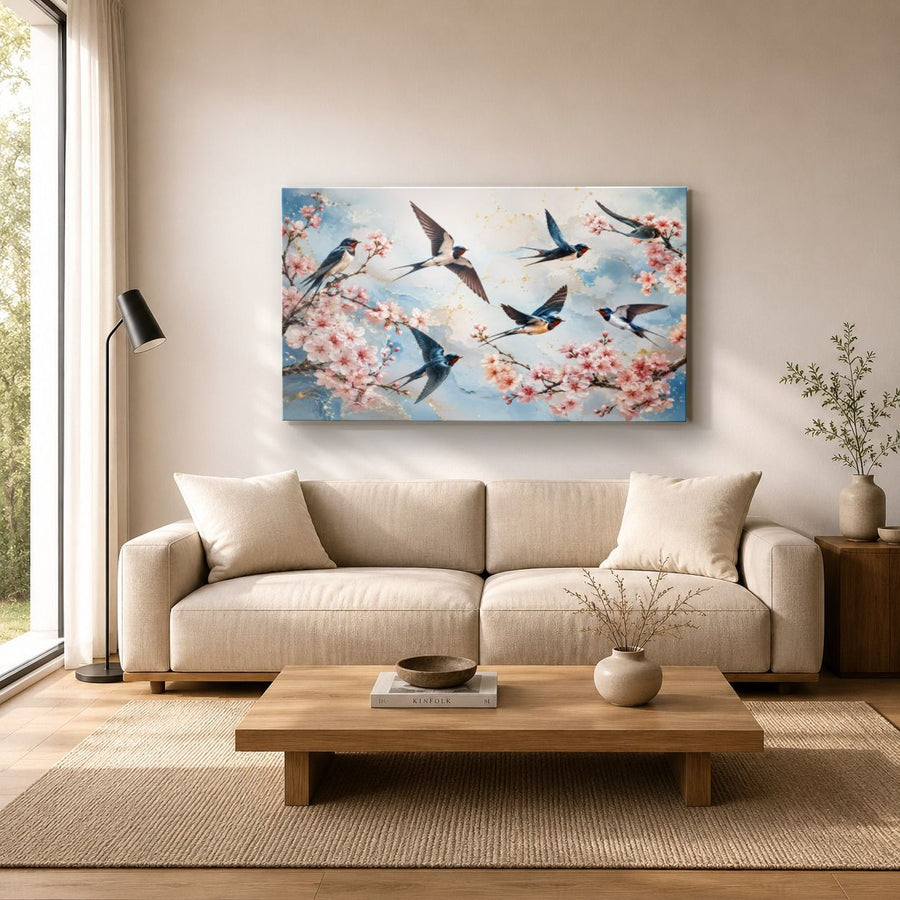 Birds Peacocks 6 tempered glass wall art displayed in a Living Room Wall Art Tempered Glass — premium UV-printed glass panel by Glass Wall Decor