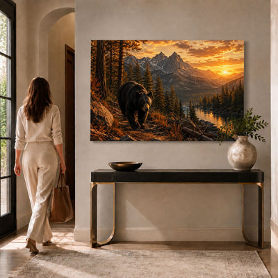 Black Bear Mountain Tempered Glass Wall Art