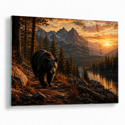 Black Bear Mountain Tempered Glass Wall Art