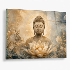 Buddha Lotus Serenity Tempered Glass Wall Art