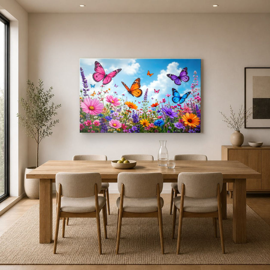 Butterflies 10 tempered glass wall art displayed in a Kitchen Glass Wall Art Decor — premium UV-printed glass panel by Glass Wall Decor