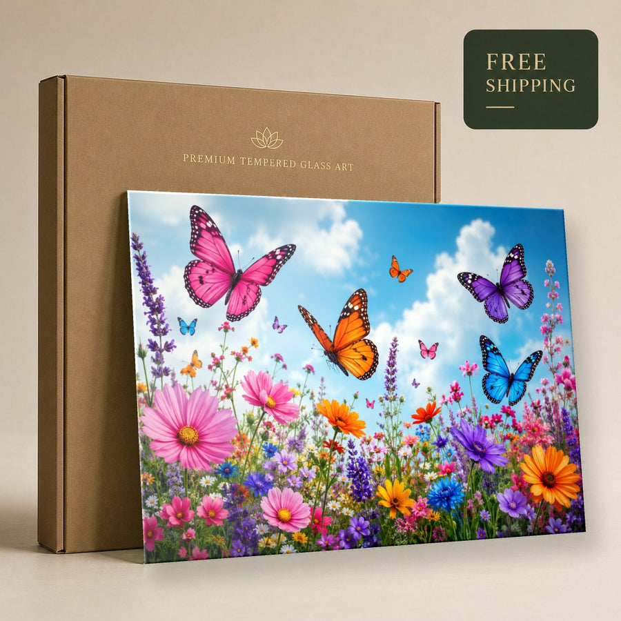Butterflies 10 tempered glass wall art displayed in a Tempered Glass Wall Art — premium UV-printed glass panel by Glass Wall Decor