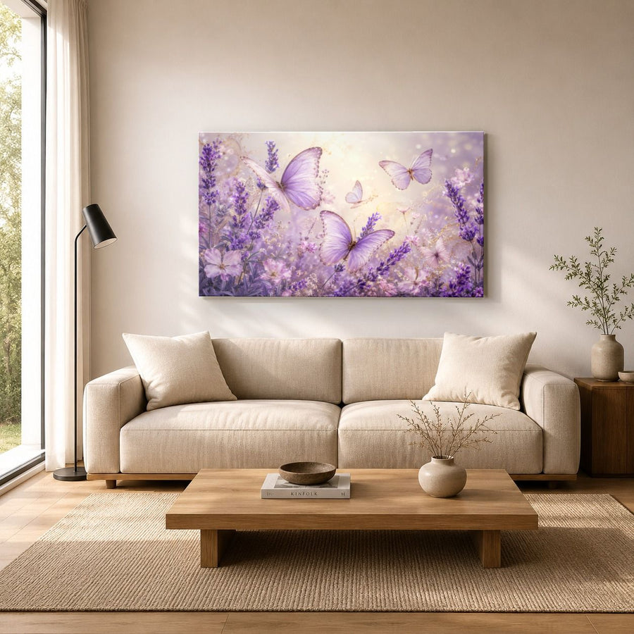 Butterflies 3 tempered glass wall art displayed in a Living Room Wall Art Tempered Glass — premium UV-printed glass panel by Glass Wall Decor