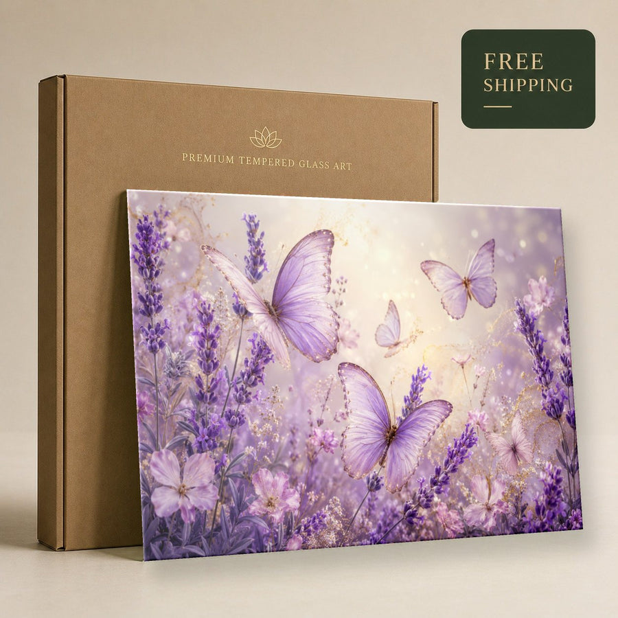 Butterflies 3 tempered glass wall art displayed in a Tempered Glass Wall Art — premium UV-printed glass panel by Glass Wall Decor