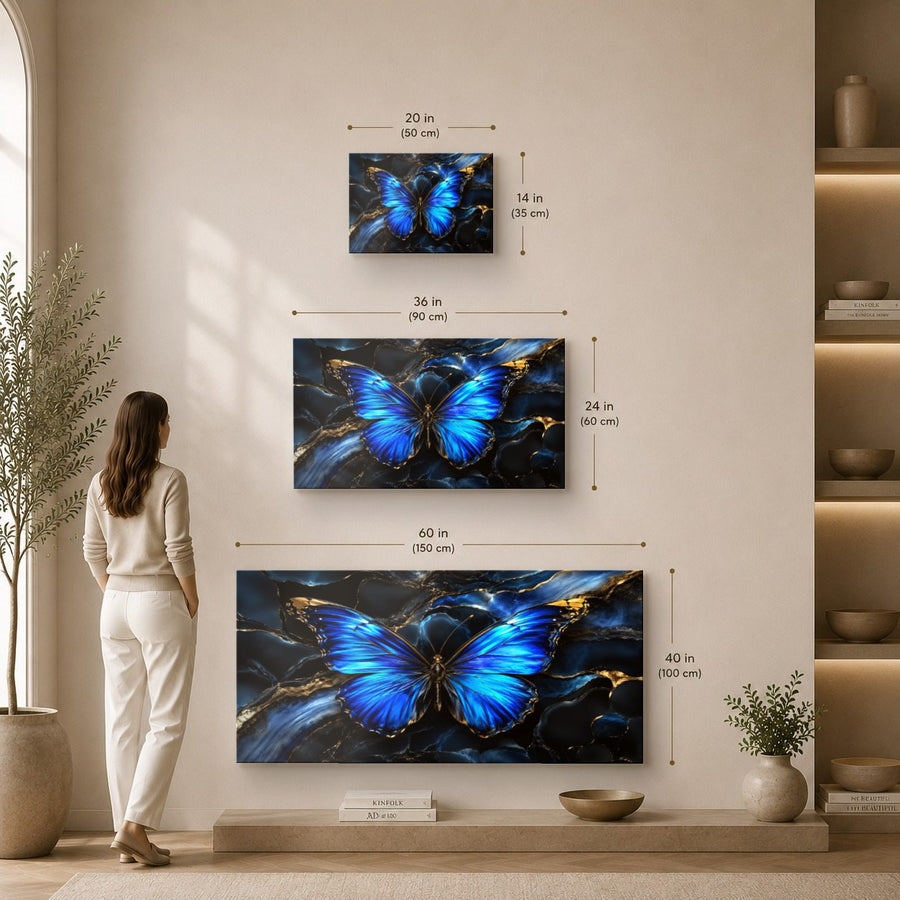 Butterflies 4 tempered glass wall art displayed in a Sizes Custom Wall Art — premium UV-printed glass panel by Glass Wall Decor
