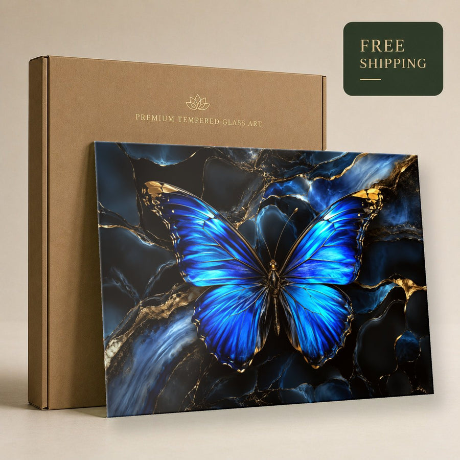 Butterflies 4 tempered glass wall art displayed in a Tempered Glass Wall Art — premium UV-printed glass panel by Glass Wall Decor