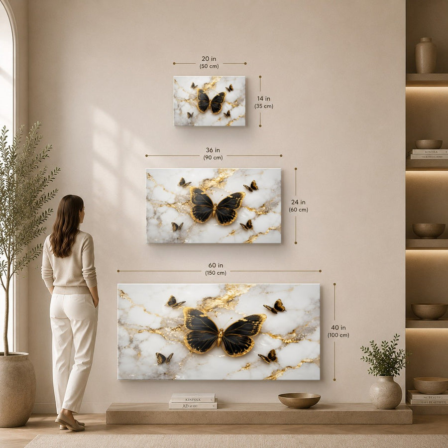 Butterflies 5 tempered glass wall art displayed in a Sizes Custom Wall Art — premium UV-printed glass panel by Glass Wall Decor