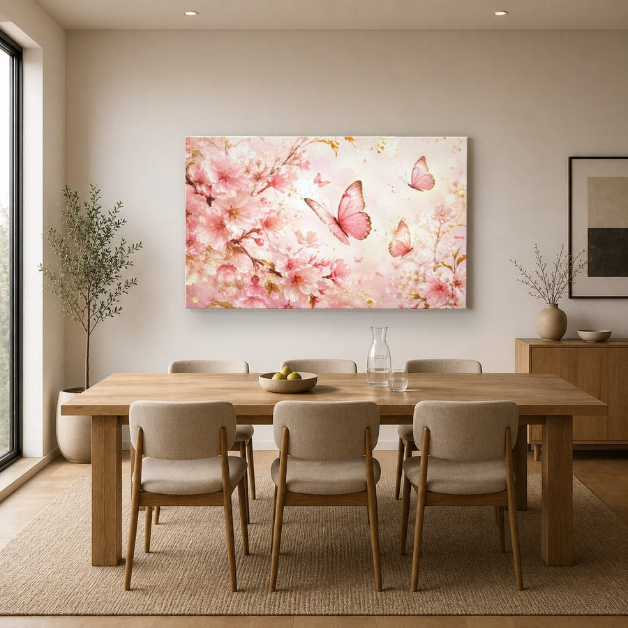 Butterflies 6 tempered glass wall art displayed in a Kitchen Glass Wall Art Decor — premium UV-printed glass panel by Glass Wall Decor