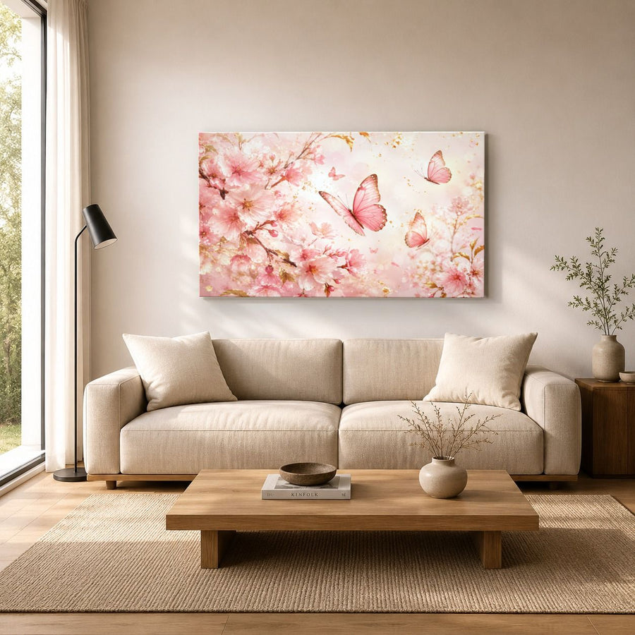Butterflies 6 tempered glass wall art displayed in a Living Room Wall Art Tempered Glass — premium UV-printed glass panel by Glass Wall Decor