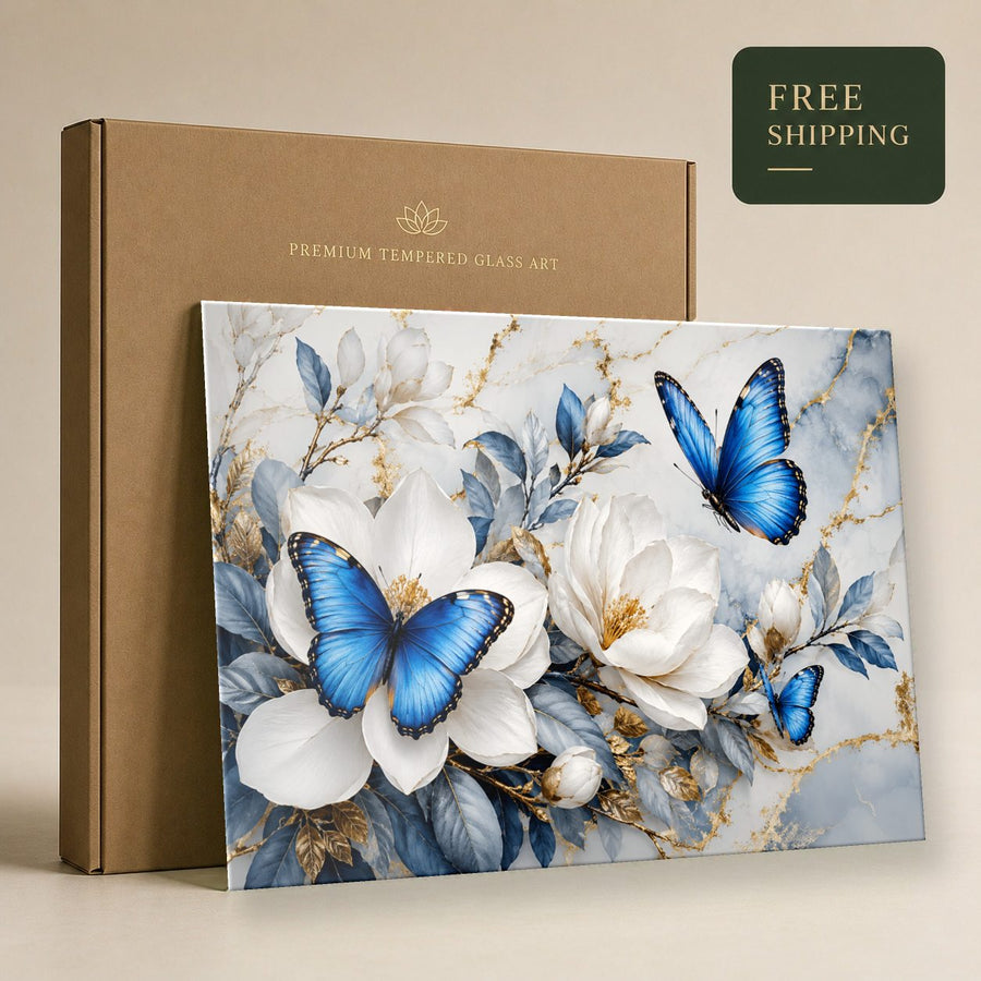 Butterflies 7 tempered glass wall art displayed in a Tempered Glass Wall Art — premium UV-printed glass panel by Glass Wall Decor