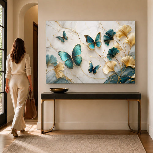 Butterflies 9 tempered glass wall art displayed in a Thumbnail — premium UV-printed glass panel by Glass Wall Decor