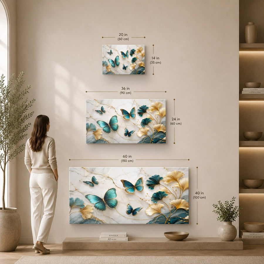 Butterflies 9 tempered glass wall art displayed in a Sizes Custom Wall Art — premium UV-printed glass panel by Glass Wall Decor